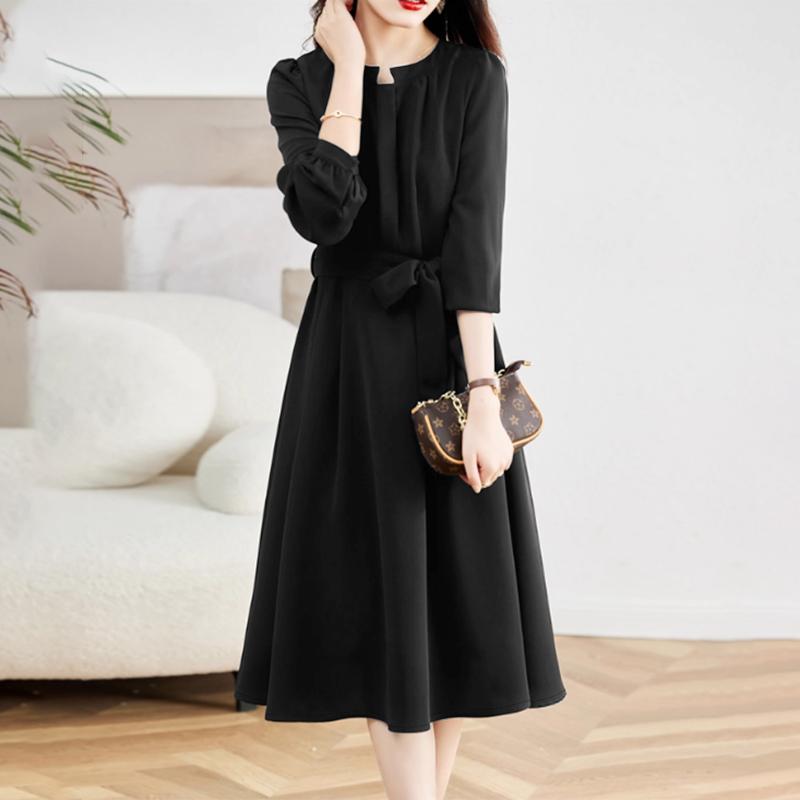 ZANZEA Damen Freizeitkleid mit Rundhalsausschnitt und langen Ärmeln, locker