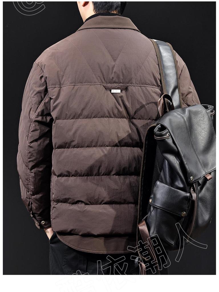 2025 American Style Men's Lightweight White Duck Down Jacket – Autumn/Winter Trend, Plus Size