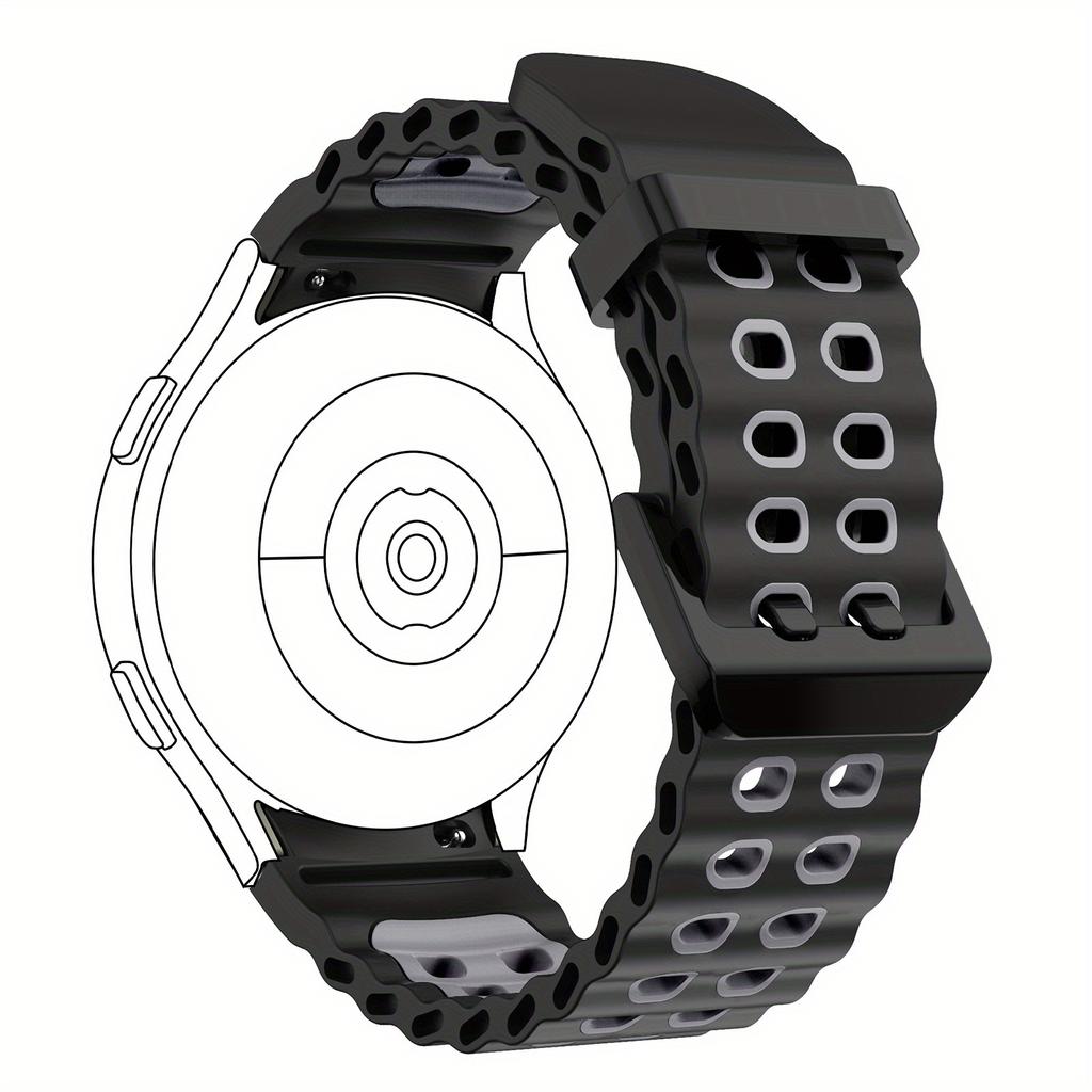 Dual-Tone Silicone Watch Strap For Samsung Galaxy Watch 7/6/5/4/FE - 40mm & 44mm Breathable Quick-Release Buckle Watch Strap