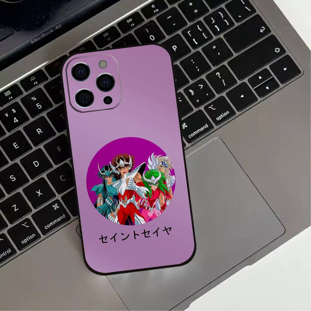 

S-Saint Seiya Knights Zodiac Phone Case For iPhone 17,16,15,14,13,12,11 Plus,Pro Max,XS,Soft Silicone Black Cover iPhone14Pro