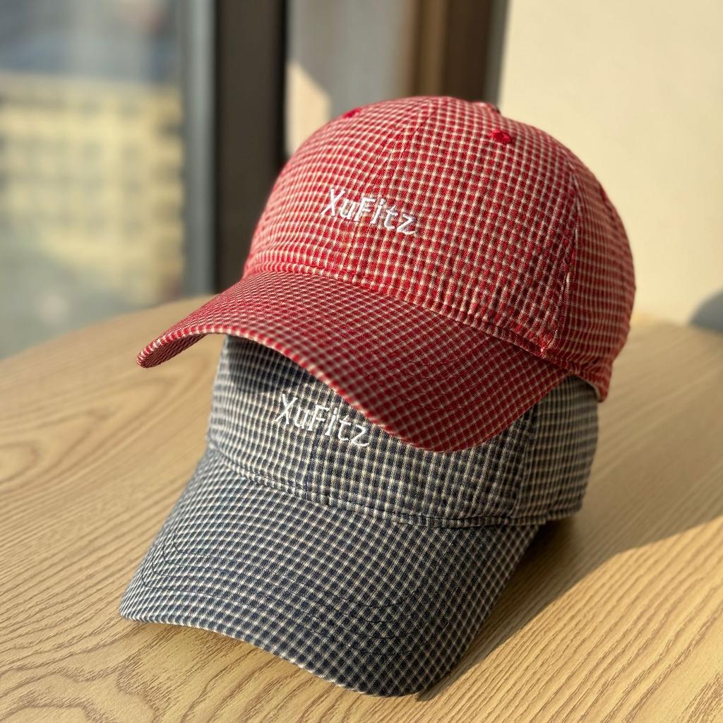 Spring and summer ins small fresh casual letter embroidered plaid soft top baseball cap men and women versatile face cap