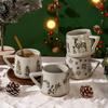 Christmas Vintage Ceramic Mug with Heat-resistant Handle Coffee Cup Nordic Style Home Office Handmade Water Tea Cups Xmas Gifts