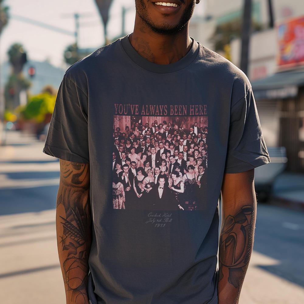 

The Shining T-shirt: July 4, 1921, Lookout Hotel Ball. Horror movie T-shirt. Unisex cotton T-shirt, streetwear, fashion top. 4XL