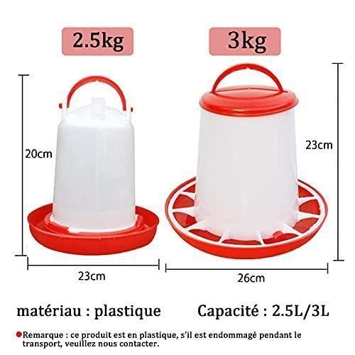 Anjing Lot De 2 Abreuvoirs Mangeoire 3 Kg Rouge Et Blanc