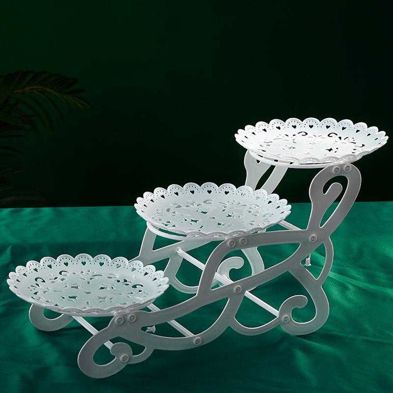 Creative Fruit Dish Afternoon Tea Dim Sum Dessert Table Decoration European Display Shelf Three Layer Cake Rack