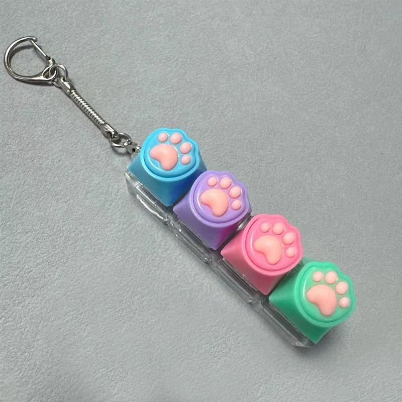 Led Silicone Plush Cat Claws Keychain Key Ring Pendant Mobile Phone Backpack Pendant Desktop Accessories Relaxation Press Tool