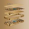 Golden Peacock Feather Pattern Gold Metallic Glass Phone Case For iPhone 11 12 13 14 15 16 17 Pro Max 14 Plus 17 Air 16E Cover