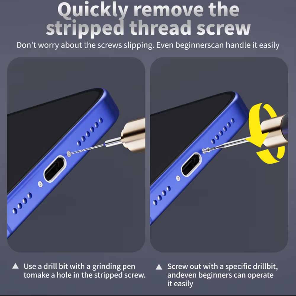 Lanrui U8 Alloy Sliding Thread Drill Bit 2Pcs Set for Stripped Screw Removal Easy Reverse Out Damaged Screws Tools
