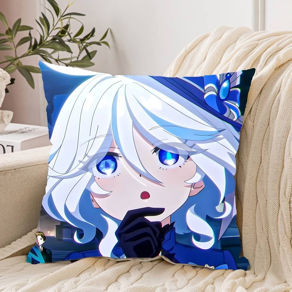 Cute F-Furina G-Genshin Impact Pillow Case Cushion Cover Soft Cute Throw Pillow Case For Car Sofa Pillowcase Polyester