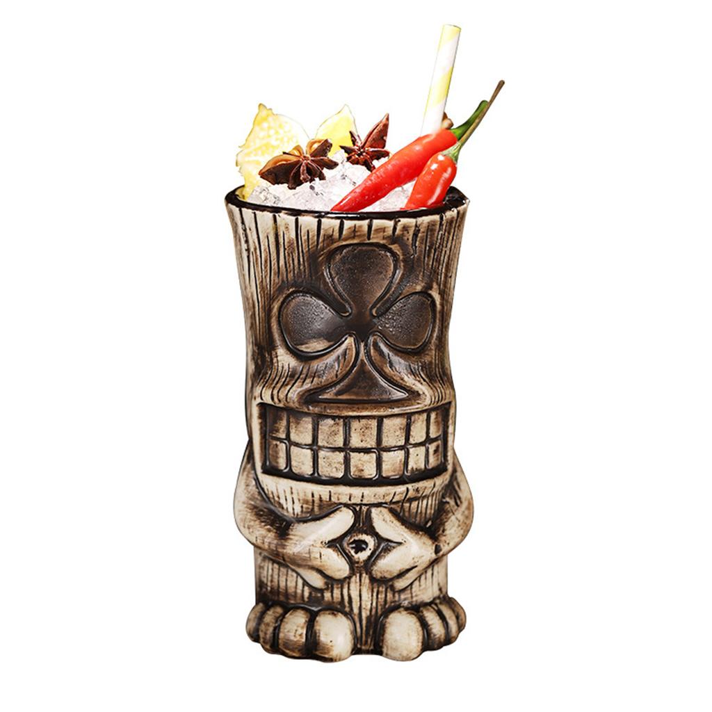 Hawaiianische Cocktailbecher Kreativer Stil Keramiktasse Biergetränk Tiki-Tasse Weinglas Barwerkzeuge Hausbar Party Trinkgeschirr Becher