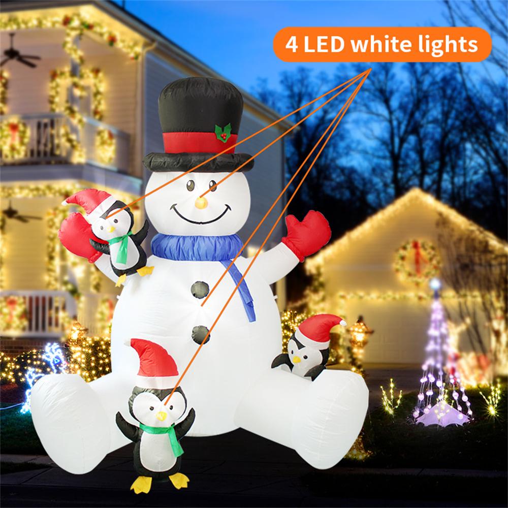 2.1M/7FT Christmas Inflatables Sitting Snowman Penguin Outdoor Model with LED Lights Indoor Outdoor Carnival Xmas Decorations