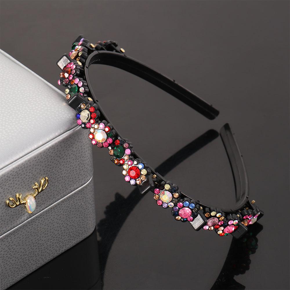Rutschfester Koreanischer Stil Strassstein Blume Haarbruch-Artefakt Schwarze Geflochtene Haarspange Styling-Werkzeug Zähnchen-Clip Geflochtener Kopfreif