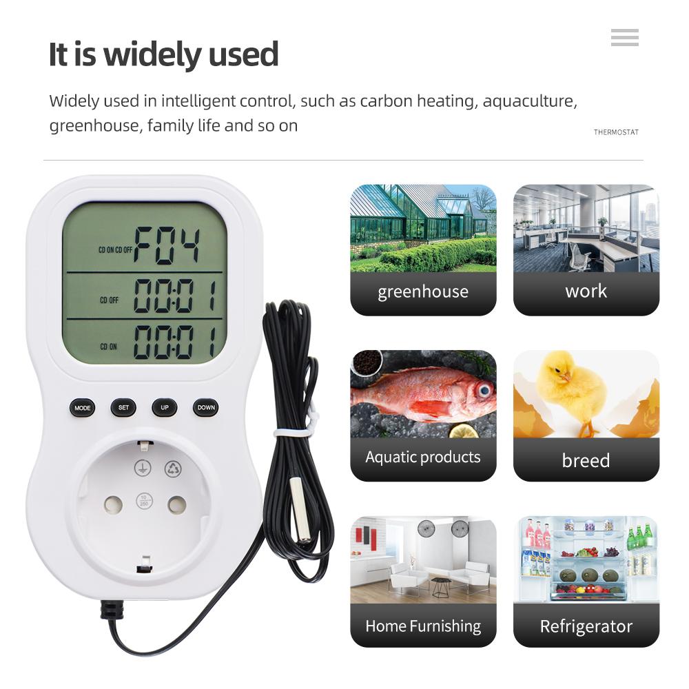 2025 Digital  Display Temperature Controller Switch Multi-Function Smart Thermostat Timer Socket Heating Cooling with NTC Sensor