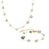 Natural Green Stone & Stainless Steel Collarbone Necklace and Bracelet Set