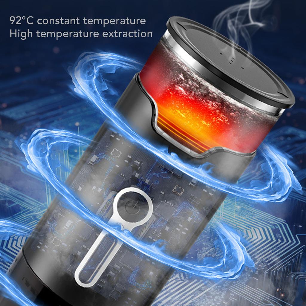 Travel Coffee Maker for Camping Car Coffee Maker Cordless Heating Automatic Coffee Machine Compatible with Ground Coffee Capsule for Hiking Office