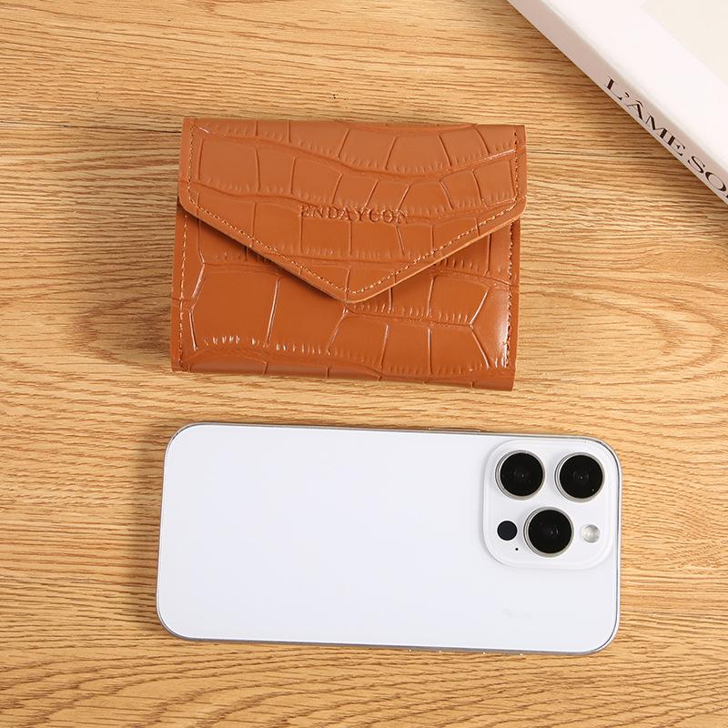 Krátká dámská peněženka z umělé kůže s držákem na více karet, mincovkou, přenosná, jednobarevná, mini peněženka