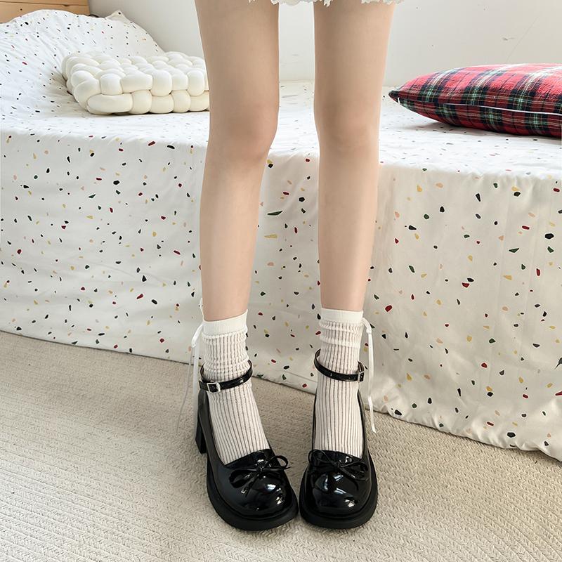 Red Mary Jane Women Pumps Thick High Heels Shoes Female Lolita Square Toe Shoes Spring Fashion Party Woman Shoe