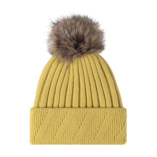 Machine Washable Winter Caps Knitted Hat for Women, Cold Weather Fleece Lined with Pom Thermal Hats Girls Pom, Chunky Snow Hat, Soft Ribbed