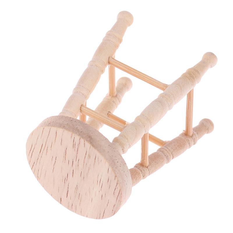 1Pcs Dollhouse Log Round Stool Mini Ornament