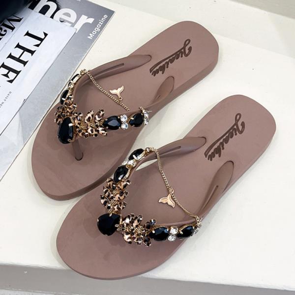 Fashion Shoes Rubber Flip Flops Summer Clogs Woman Female Slippers Glitter Slides Hawaiian Leopard Beach 2025 Jelly Flat Leopard