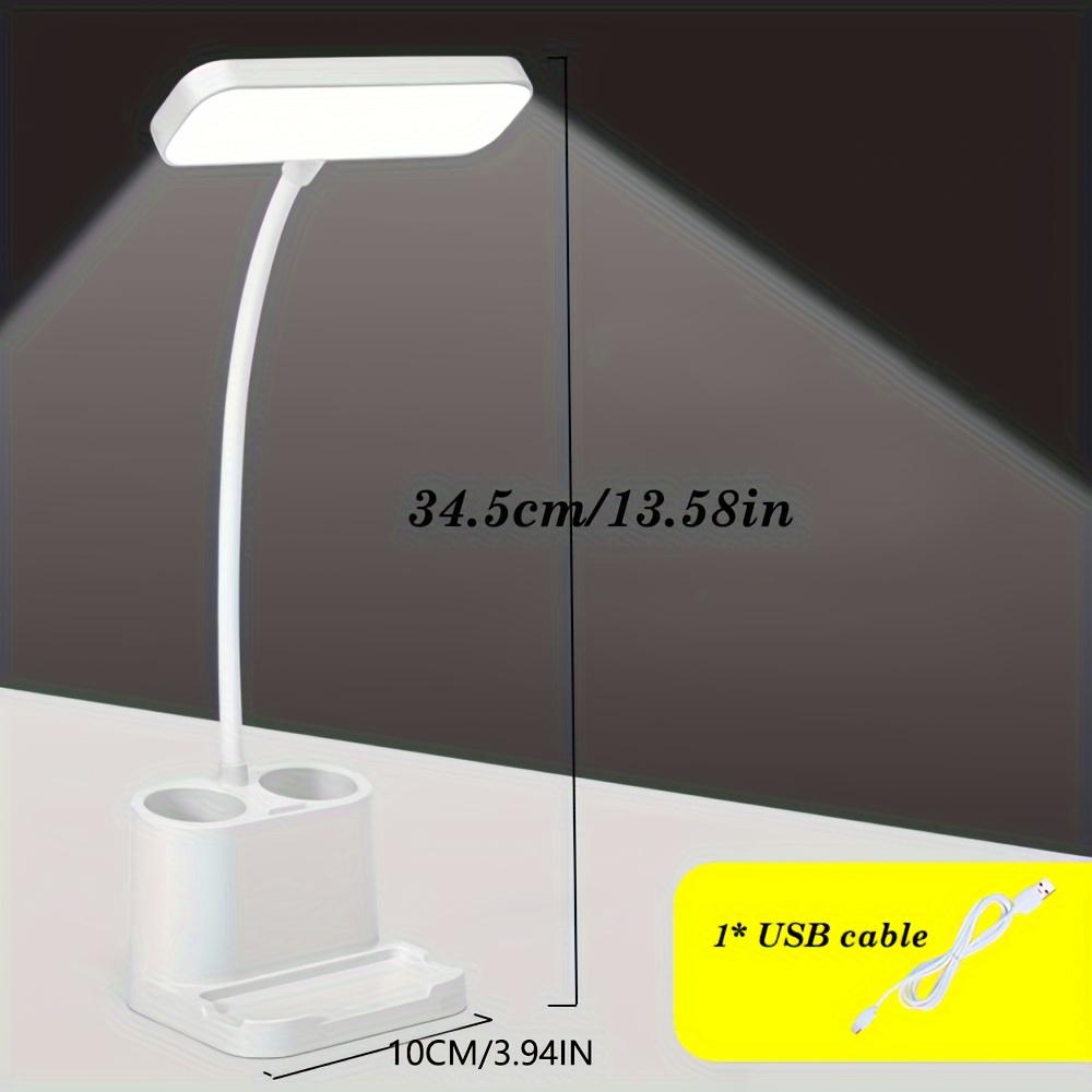 1 x LED-Schreibtischlampe zur Augenpflege mit Stifthalter – wiederaufladbar über USB, 3-farbiges Nachtlicht für Studenten, Büros, zum Lesen am Bett