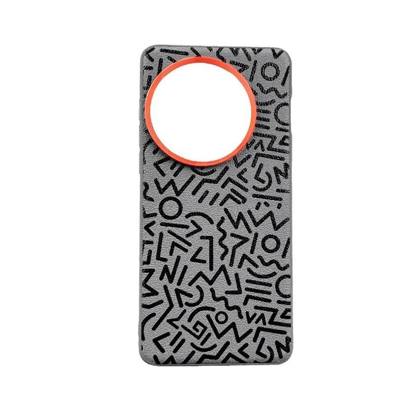 1+13r Graffiti Bemalte Leder Handyhülle für Oneplus 13 13T 15 1+Ace 5 Pro Ace6 Metallknopf+Großes Loch für Kameraabdeckung