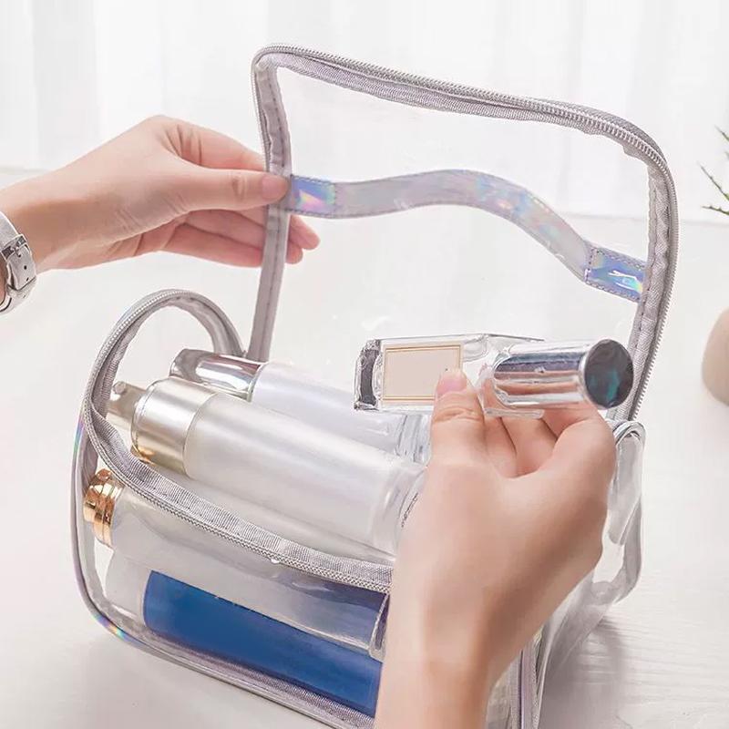Transparent Waterproof Travel Cosmetic Bag Pvc Portable Large Capacity Makeup Zippered Storage Pouch Toiletry Bag