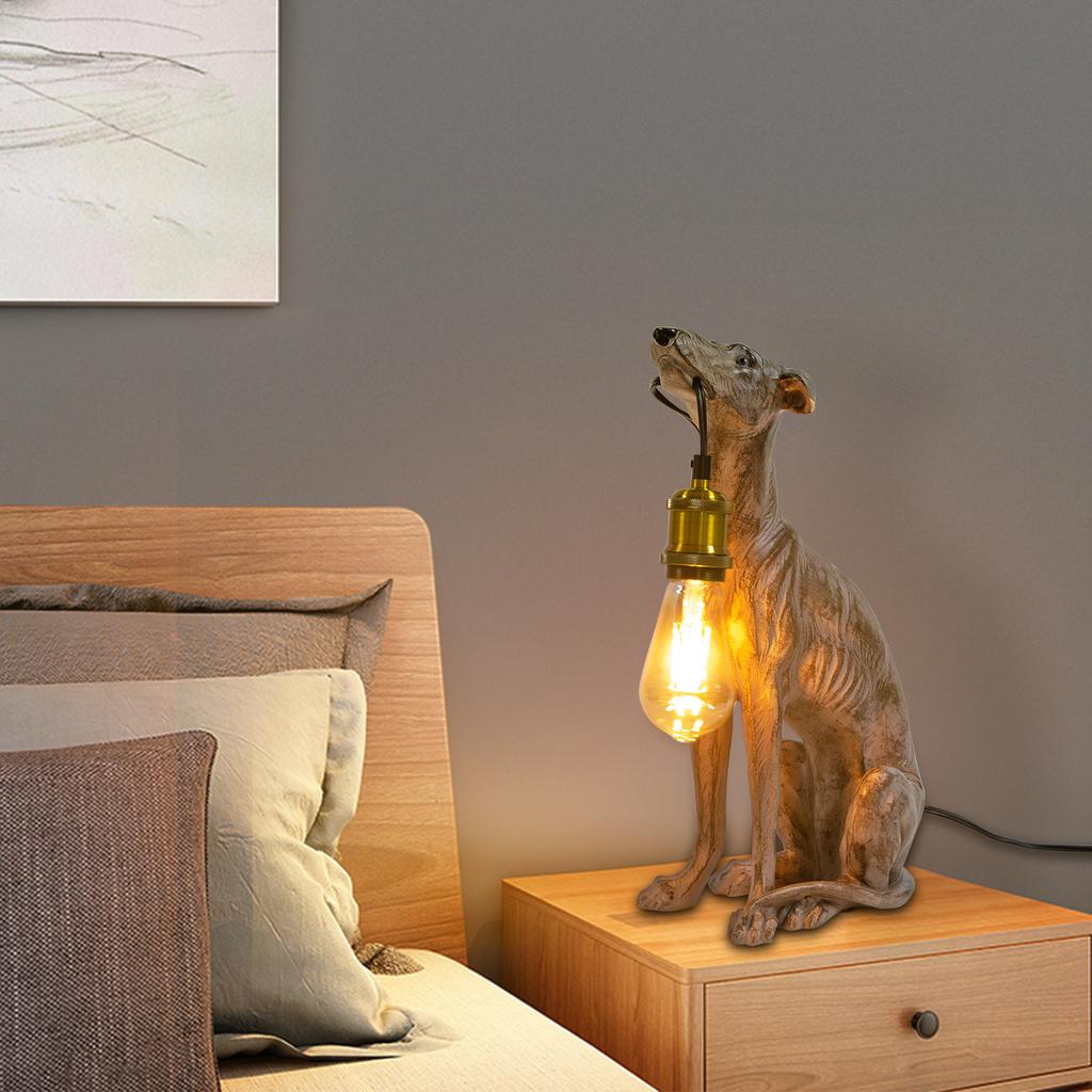 Black Dog Shape Resin Table Lamp with E26 Socket, Push Button Switch, Modern Unique Home Decor Night Light - Not Include Bulb