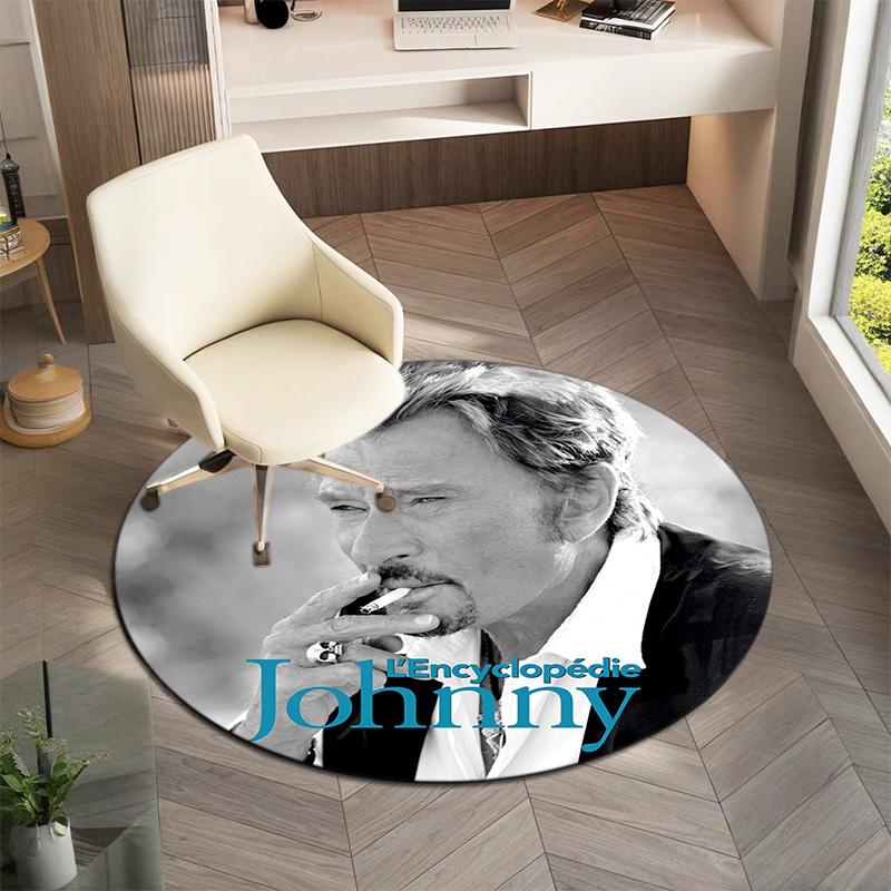 French legendary rock singer and actor Johnny Hallyday Round Carpet Soft Home Decoration Corridor Table and Chair Anti slip Outdoor Floor Mat rug H9