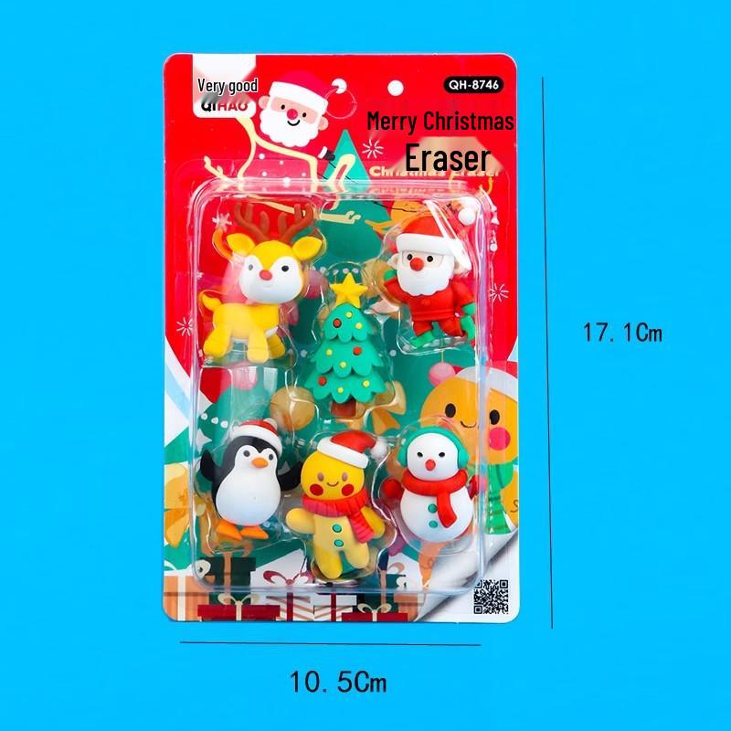Creative Christmas Cartoon Eraser: Cute, Detachable Stationery Gift for Primary Students