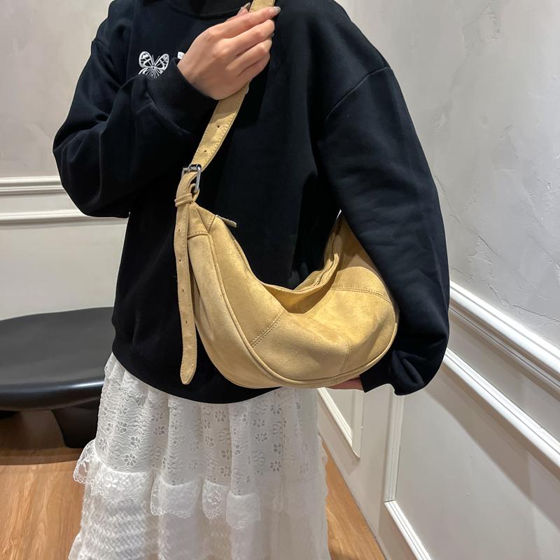 Women Fashion Faux Suede Soft Handbags and Purses Vintage 2024 Winter New Trend Y2K Underarm Bag Lady Shoulder Bag