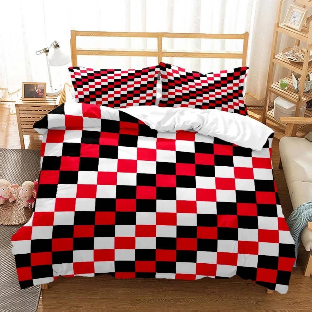 Gitter Chessboard Nordic Style 3D Printed Bedding Queen Bedding Set  D King Size Bedding Set Soft And Comfortable