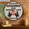 2D Flat 1pc, German Vintage Bathroom Metal Wall Art Sign, Bathroom Sign, Round Aluminum Sign, Hanging Plaque & Wall Art, Suitable for Home, Bar, Man