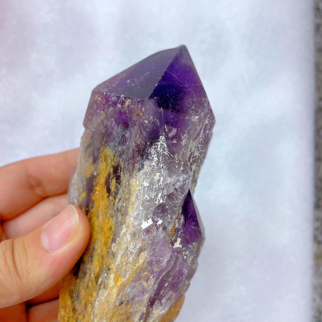 Natural Crystal Dream Amethyst Backbone Polished Wood Ornaments for Home Decoration Art Collectible