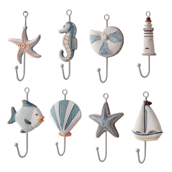 Wooden Wall Hook, Mediterranean Style Decorative Coat Hook, Sturdy Durable Wall Hanger for Home Decor Keys Umbrellas Scarves