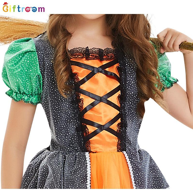 Halloween Carnival Party Children's Clothes Witch Dress Up Show Costumes Girls Gothic Little Vampire Witch Costumes