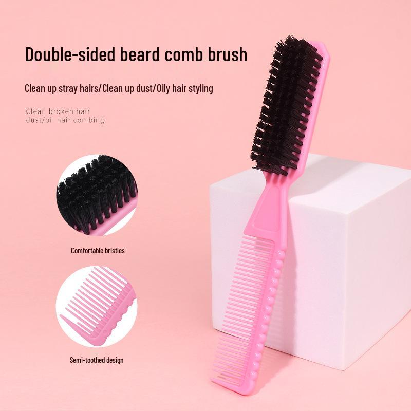 Vintage Pompadour Neck Duster & Double-Sided Soft Bristle Comb for Hair and Beard Styling
