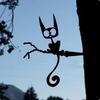 Cat Silhouette Black Metal with Branch Sheet Wall Art for Tree
