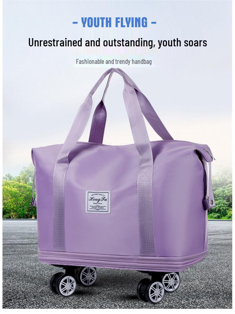 Expandable Waterproof Travel Bag with Universal Wheels – Large Capacity for Business, Student, or Maternity Use, Featuring Wet/Dry Separation