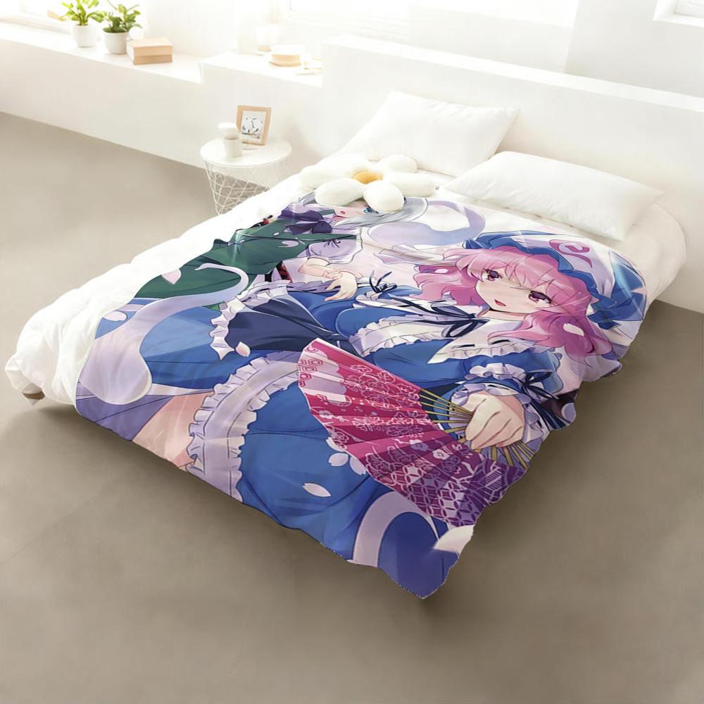 Cult-Favorite The Touhou Project Bullet Hell Game Throw Cozy Soft Flannel Throw Lightweight Skin-Friendly for Sofa Bed Office