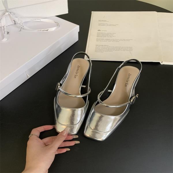 

Fashion Retro Woman Shoes Buckle Strap Luxury Sandals Summer Heels Mary Jane Suit Female Beige Original Leather Comfort Fashion Girls Op 35