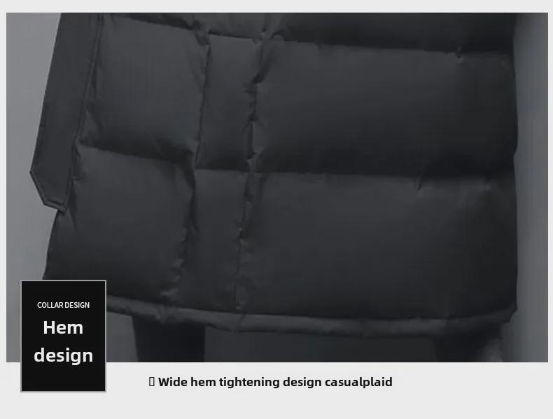 659 Zimní unisexový dlouhý péřový kabát s kapucí - ke kolenům, zateplený, konvertibilní design.