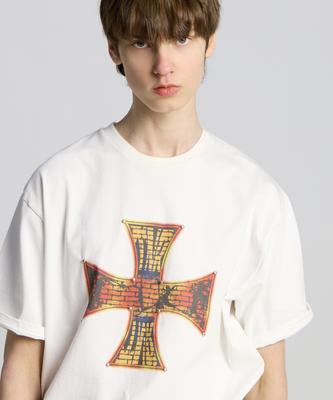 TENER Studded Cross Short Sleeve Tee White