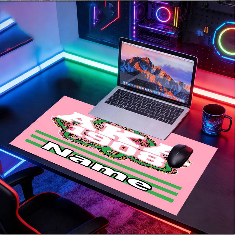 Custom Name Personalized Alpha Kappa Alpha Pattern Mousepad, Laptop PC Desk Mat, Decorative Desk Mat for Home Keyboard Pad Gift