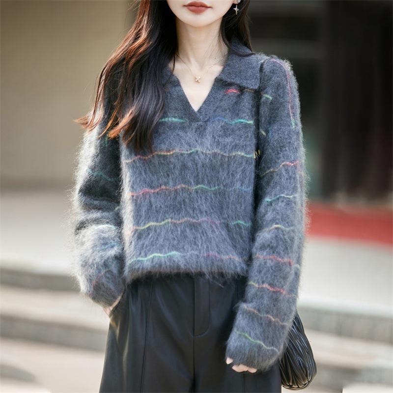 Autumn/Winter 2026 Women's Striped Cashmere Wool Knit Sweater