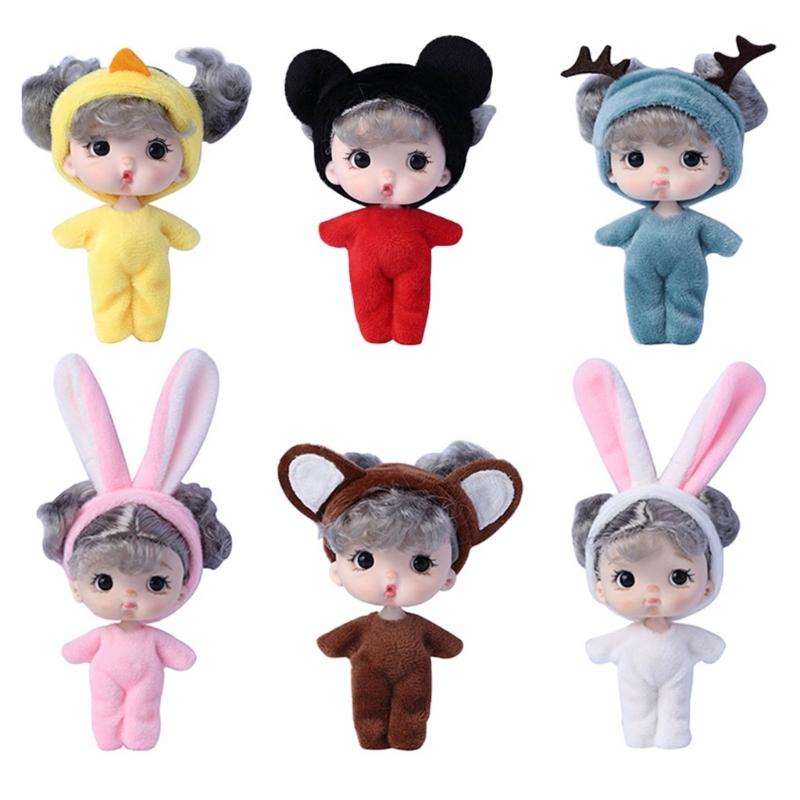 Tiny Doll Plastic Mini Doll with Small Clothes for Girls 4" Little Doll Reborns Baby Gift Bag Decors Accessory