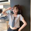 2024 Summer Korean Style Slimming Polo Collar Knitted Short Sleeve Top for Women