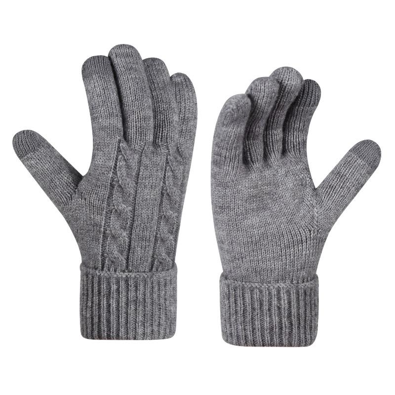 Winter women's touch screen gloves cold-proof double-layer knitted gloves outdoor cycling warm gloves