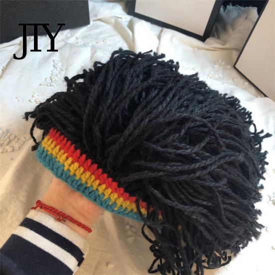 Unisex Dreads Kapuzenmütze Hip Hop Stil, Einteilige Perückenmütze Gestrickt für Jungen und Mädchen Street Dreadlocks Kappe, Musikfestival Hut für Partys Festivals Halloween