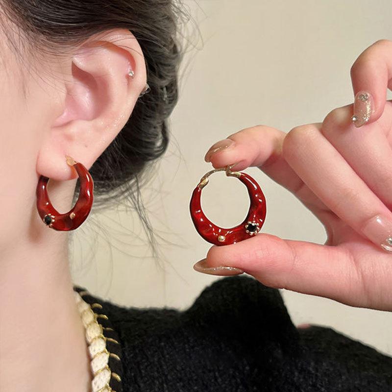 Vintage Enamel Drip Glaze Hoop Earrings Premium Exquisite Trendy Statement Stud Earrings Party Jewelry Gift